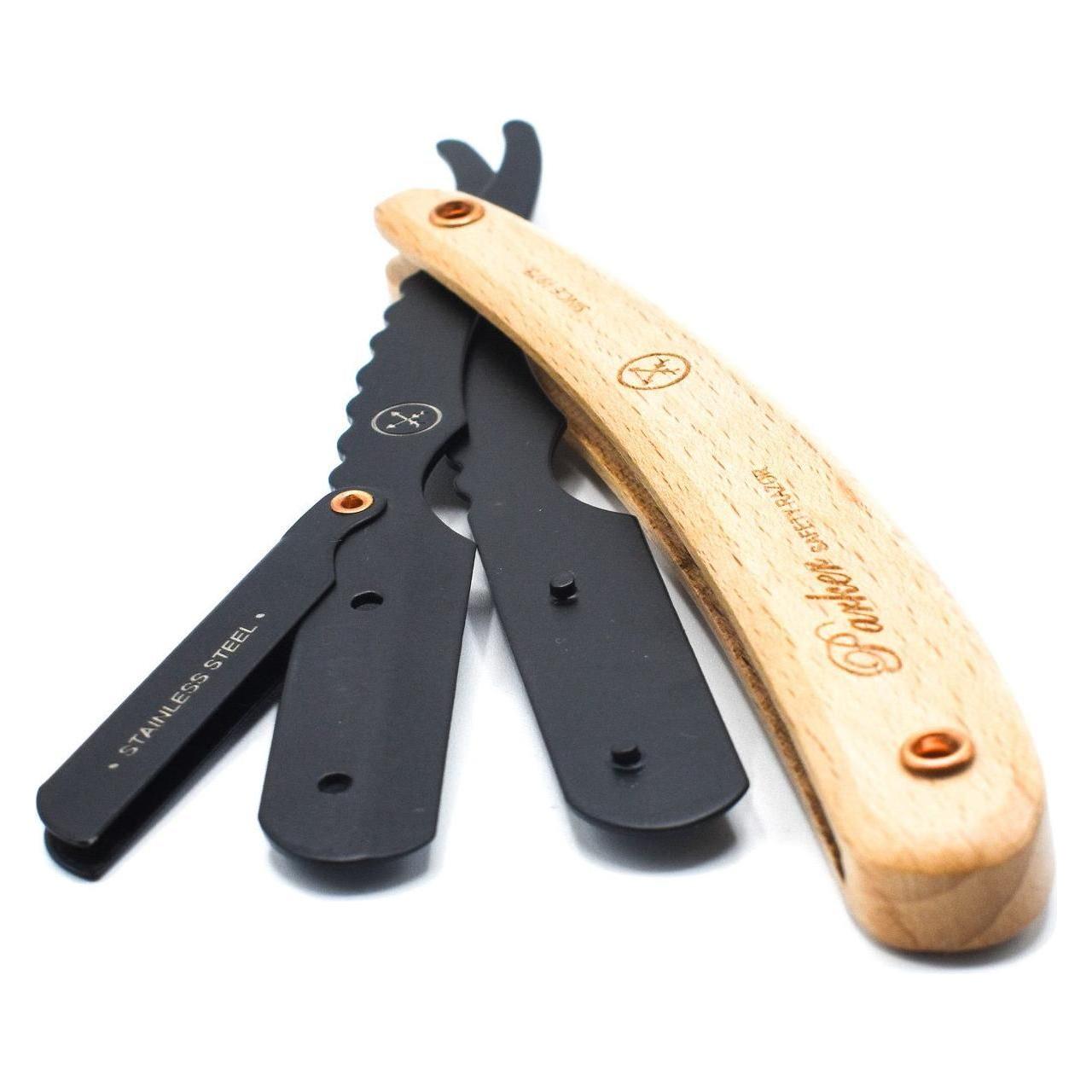 Parker SRPBA Shavette Rasoio Barbiere Manico Legno Pino