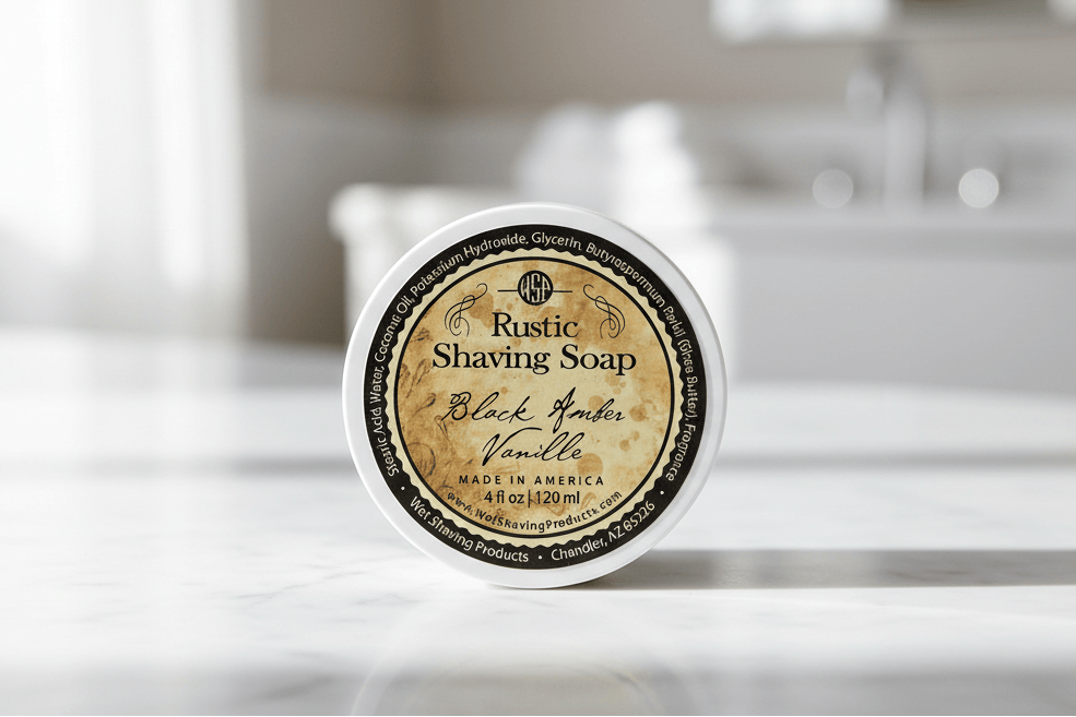 Wet Shaving Products Black Amber Rustic sapone da barba vegano ambra