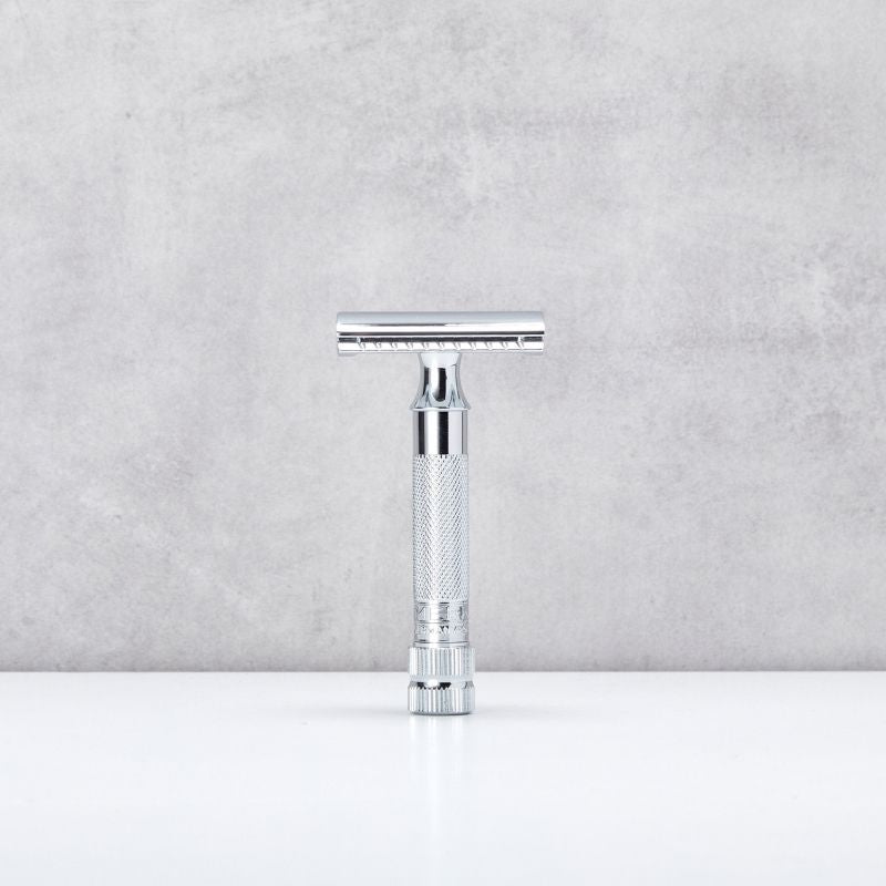 Merkur 34C rasoio di sicurezza cromato manico corto ottone 78g