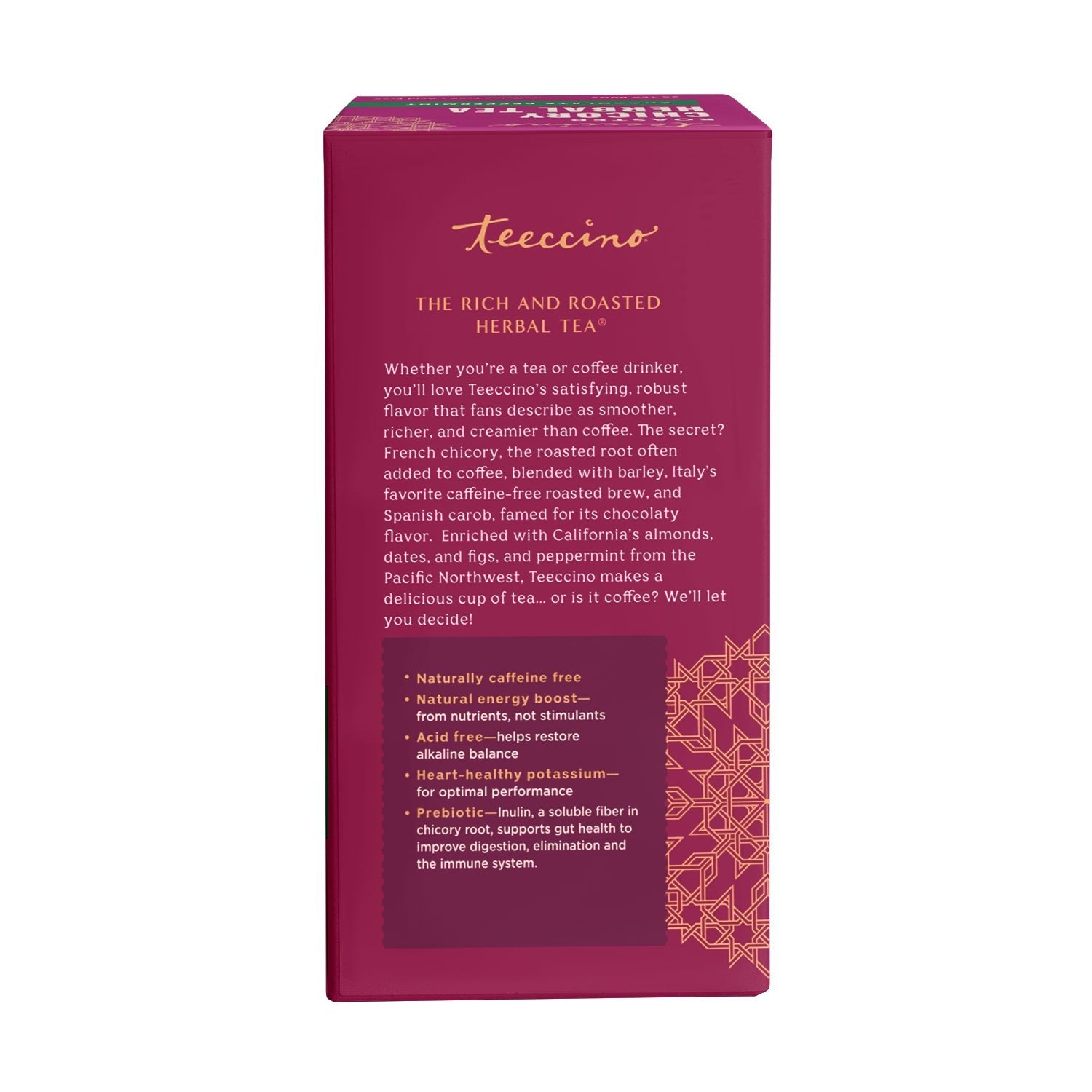 Teeccino Chocolate Peppermint Tisana Cacao Menta 25 Bustine