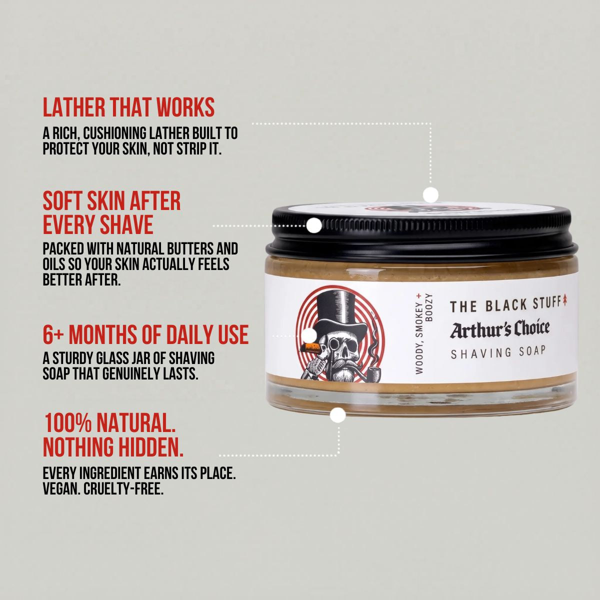 The Black Stuff Arthur's Choice sapone barba 155g vetro