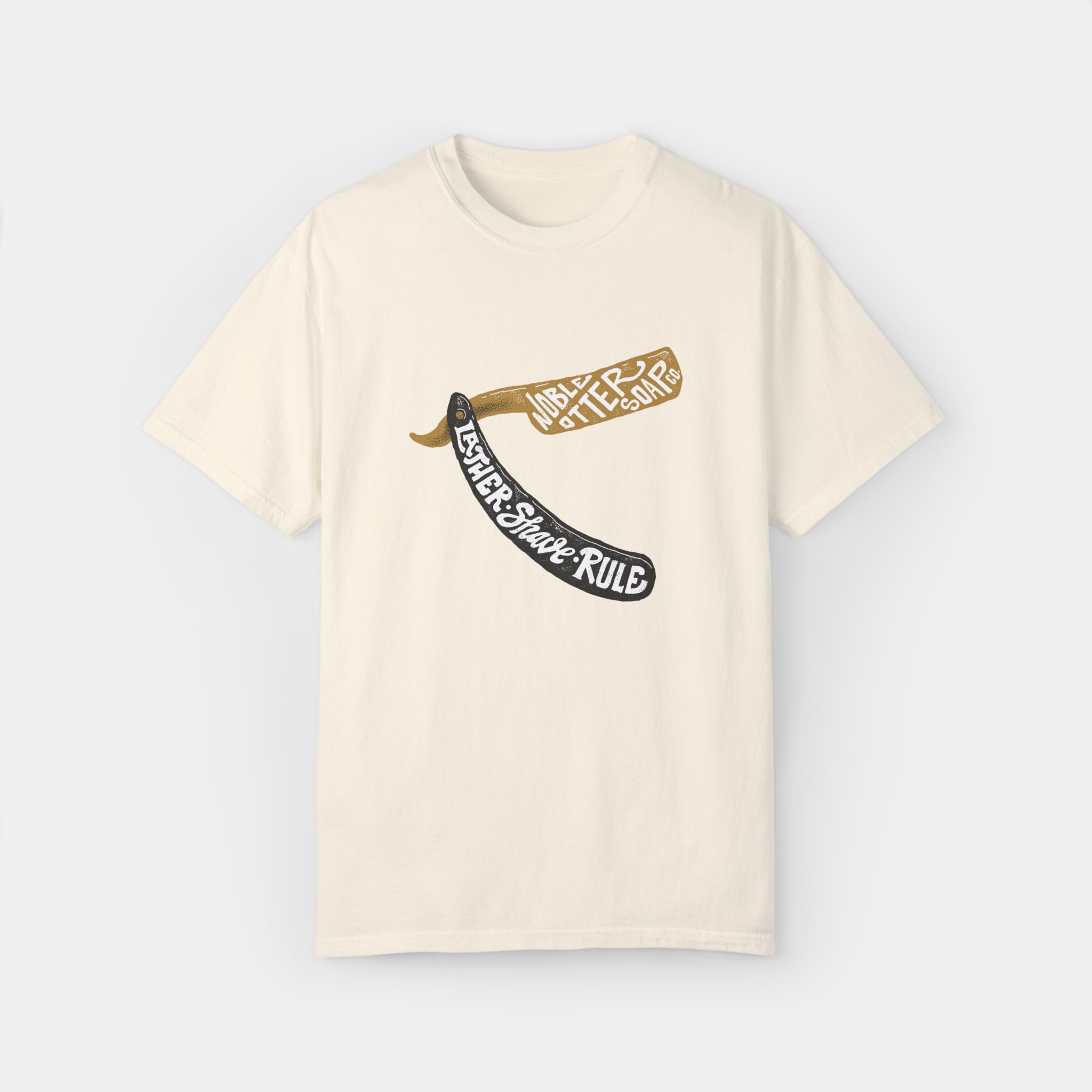 Noble Otter Lather, Shave, Rule T-Shirt cotone Bianca L