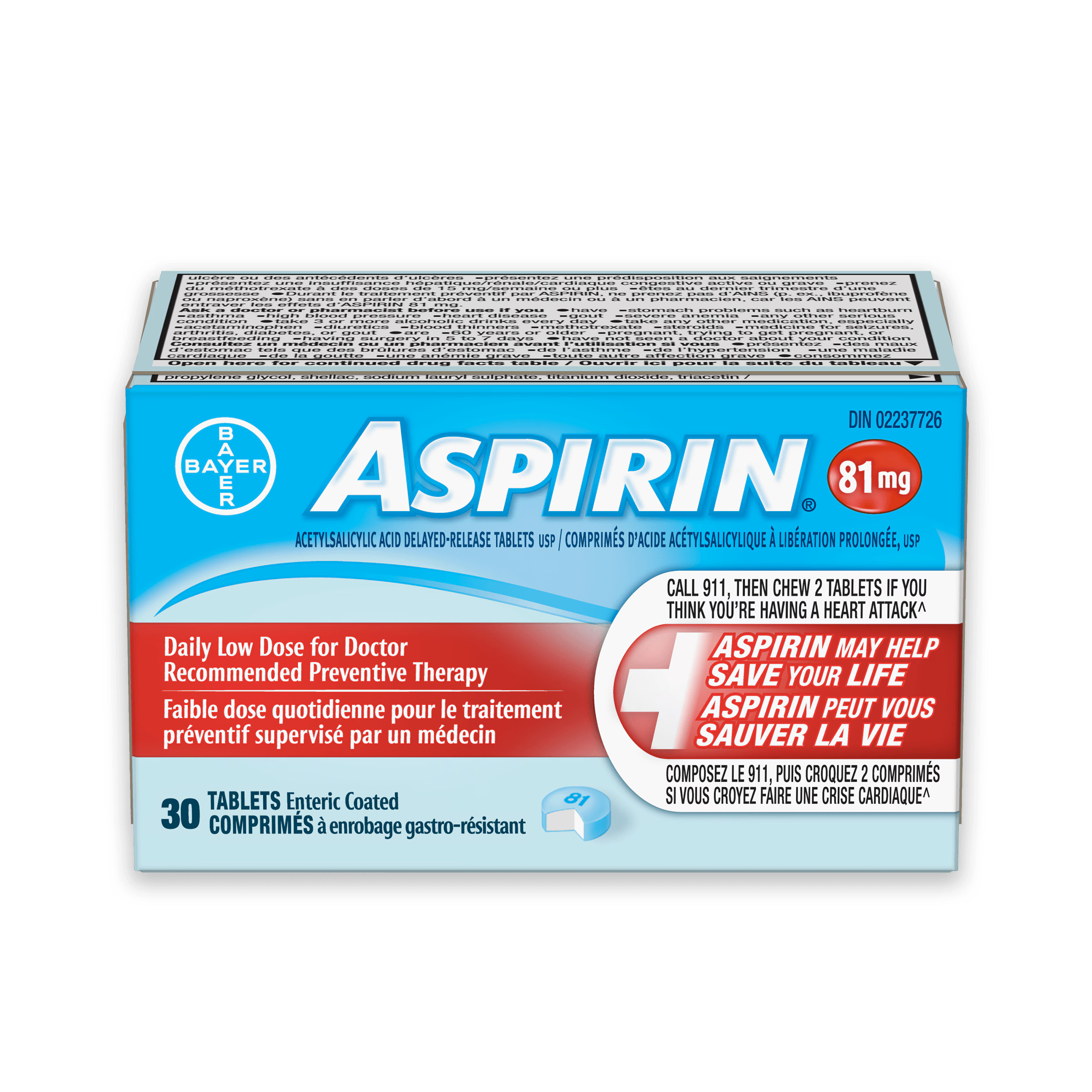 Aspirina 81 mg gastroresistente 30 compresse basso dosaggio